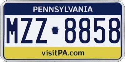 PA license plate MZZ8858
