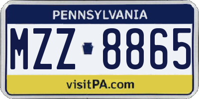 PA license plate MZZ8865