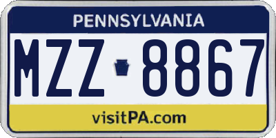 PA license plate MZZ8867