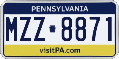 PA license plate MZZ8871