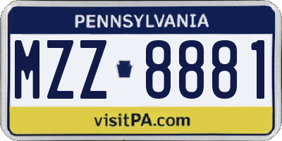 PA license plate MZZ8881