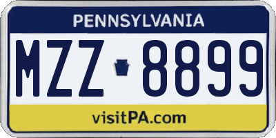 PA license plate MZZ8899