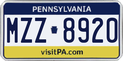 PA license plate MZZ8920