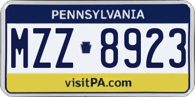PA license plate MZZ8923