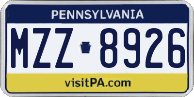 PA license plate MZZ8926