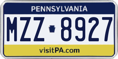 PA license plate MZZ8927