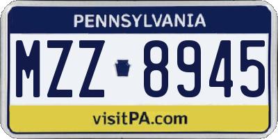 PA license plate MZZ8945