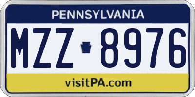 PA license plate MZZ8976