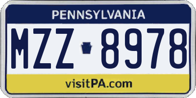 PA license plate MZZ8978