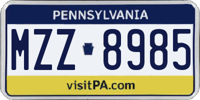 PA license plate MZZ8985