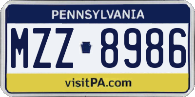 PA license plate MZZ8986