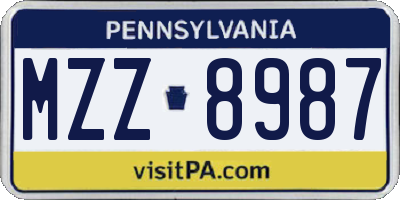 PA license plate MZZ8987