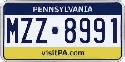 PA license plate MZZ8991