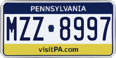 PA license plate MZZ8997