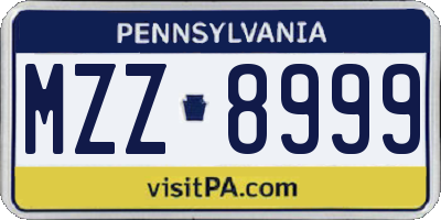 PA license plate MZZ8999
