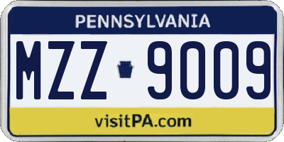PA license plate MZZ9009