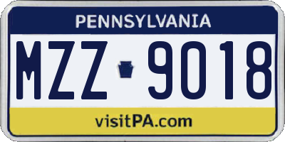PA license plate MZZ9018