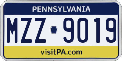 PA license plate MZZ9019