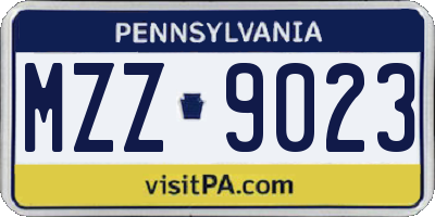 PA license plate MZZ9023