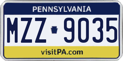 PA license plate MZZ9035