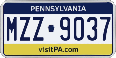 PA license plate MZZ9037