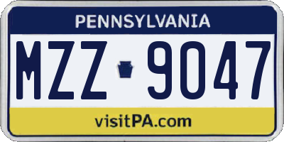 PA license plate MZZ9047