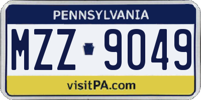 PA license plate MZZ9049