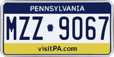 PA license plate MZZ9067