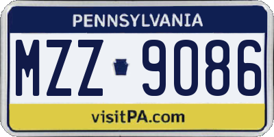PA license plate MZZ9086