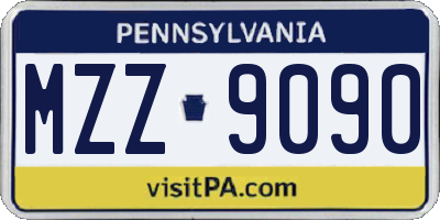 PA license plate MZZ9090