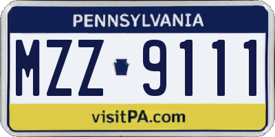 PA license plate MZZ9111