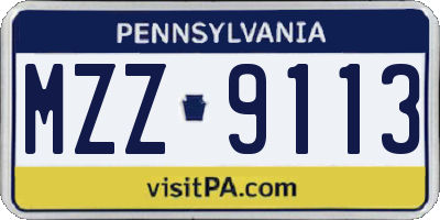 PA license plate MZZ9113