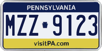 PA license plate MZZ9123