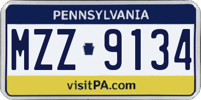 PA license plate MZZ9134