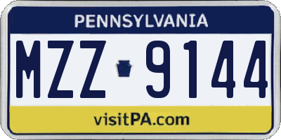PA license plate MZZ9144