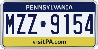 PA license plate MZZ9154