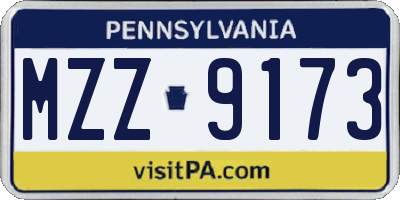 PA license plate MZZ9173