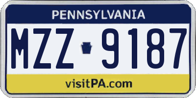 PA license plate MZZ9187