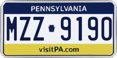PA license plate MZZ9190