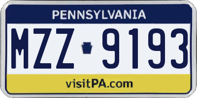 PA license plate MZZ9193