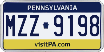 PA license plate MZZ9198