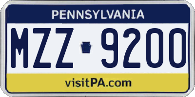 PA license plate MZZ9200
