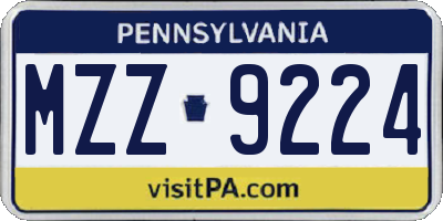 PA license plate MZZ9224