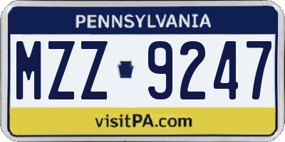 PA license plate MZZ9247