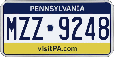PA license plate MZZ9248