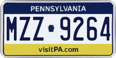 PA license plate MZZ9264