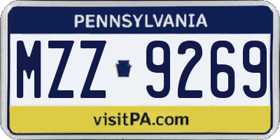PA license plate MZZ9269