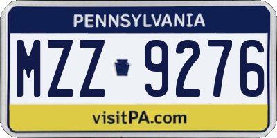 PA license plate MZZ9276