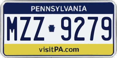 PA license plate MZZ9279