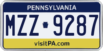 PA license plate MZZ9287